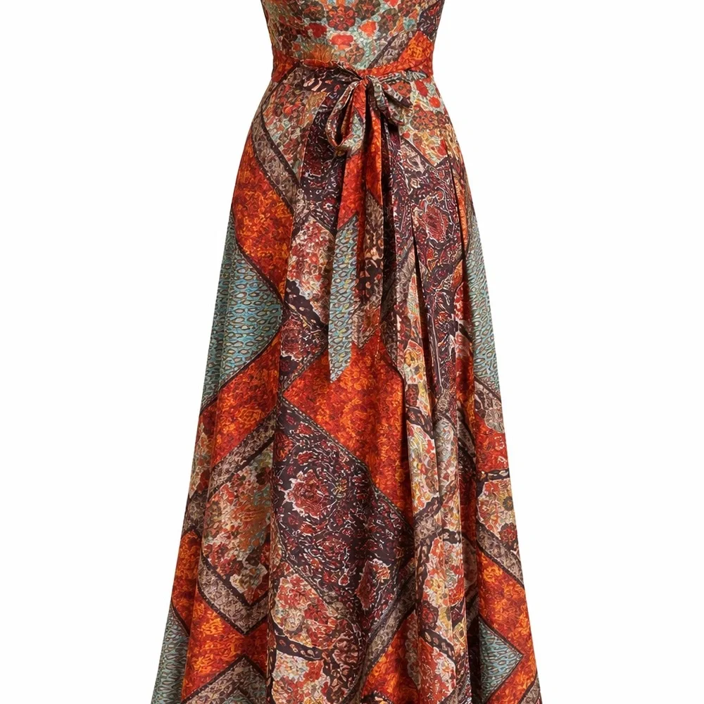 NWT  Bohemian Maxi Dress Gown | Organic Viscose Wrap Palazzo with Slits Dress - Picture 5 of 13